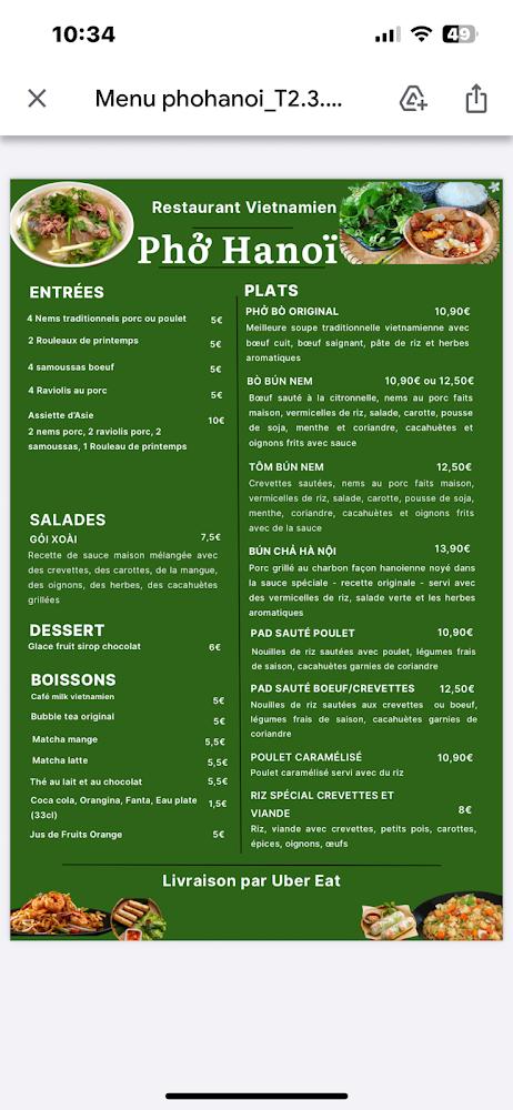 Phở Hanoï - Menu Image 1